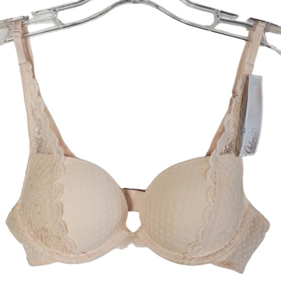 Chelsea28 Pink Peony Bud Bra Lace Plunge Neckline Underwire 32C NWT - Picture 1 of 12